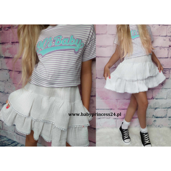 spódnica dziewczęca, spódniczka muślinowa dla dziecka, muślinowa spódnica, biała spódniczka dla dziewczynki, spódnica z 